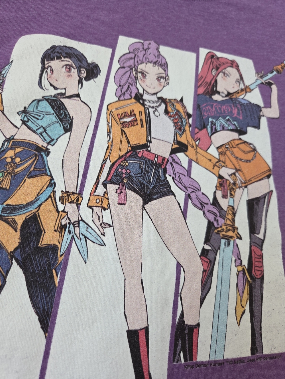 NWOT Huntrix K Pop Demon Hunters Girls M 7/8 Short Sleeve Tee - Picture 2 of 6